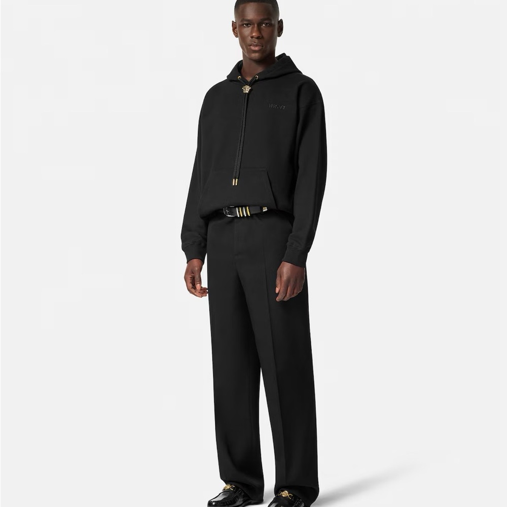 Versace La Medusa Black Hoodie with Gold Accents - Picture 3 of 12
